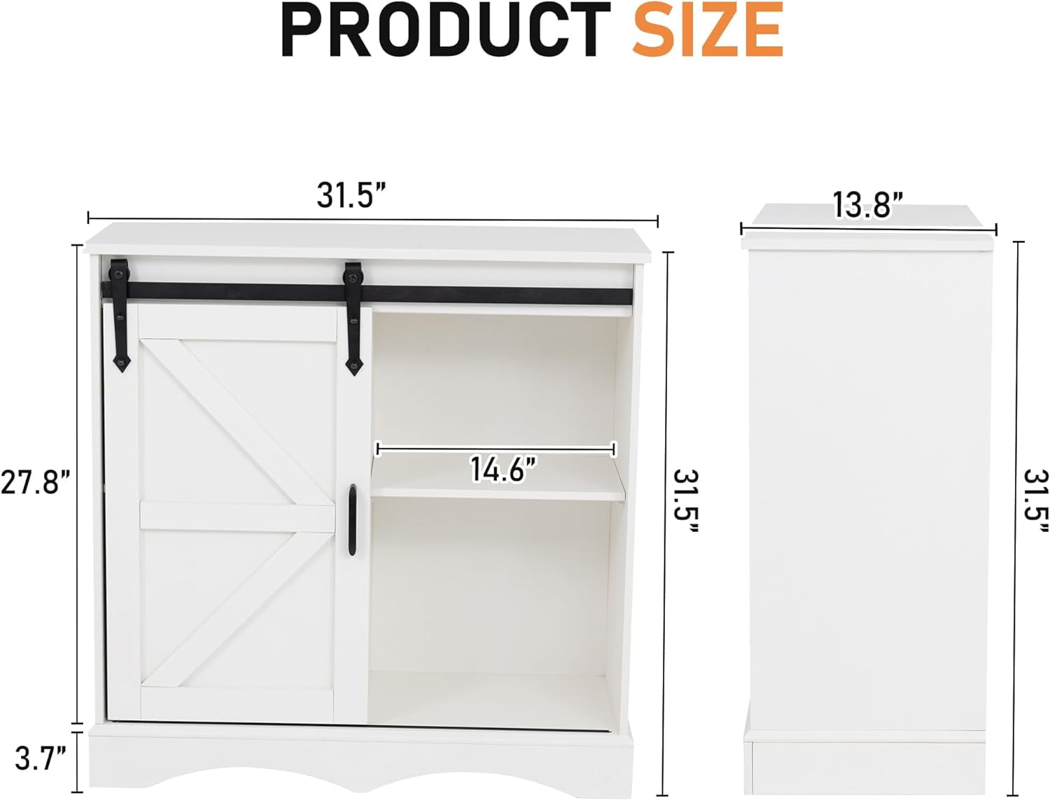 Chvans 31.5" Farmhouse Coffee Bar Cabinet with Storage, Aquarium Stand Fish Tank Table, White Kitchen Sideboard Cabinet with Sliding Barn Door, for Living Room, Entryway