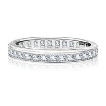 JeenMata 2 Carat Princess Cut April - Cubic Zirconia - Birthstone Channel Set Wedding Band - Eternity Wedding Ring in 18K White Gold Over Silver