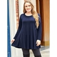 thumbnail image 3 of LARACE Plus Size Tunic Tops Long Sleeve Shirts for Women Swing Flowy Loose Fit Clothes for Leggings Navy Blue 4X, 3 of 5