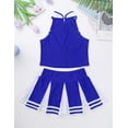 thumbnail image 4 of Mufeng Kids Girls Cheer leader Costume Cheerleading Uniform Outfit Shell Tank Top with Pleated Skirt Blue&White 6, 4 of 7