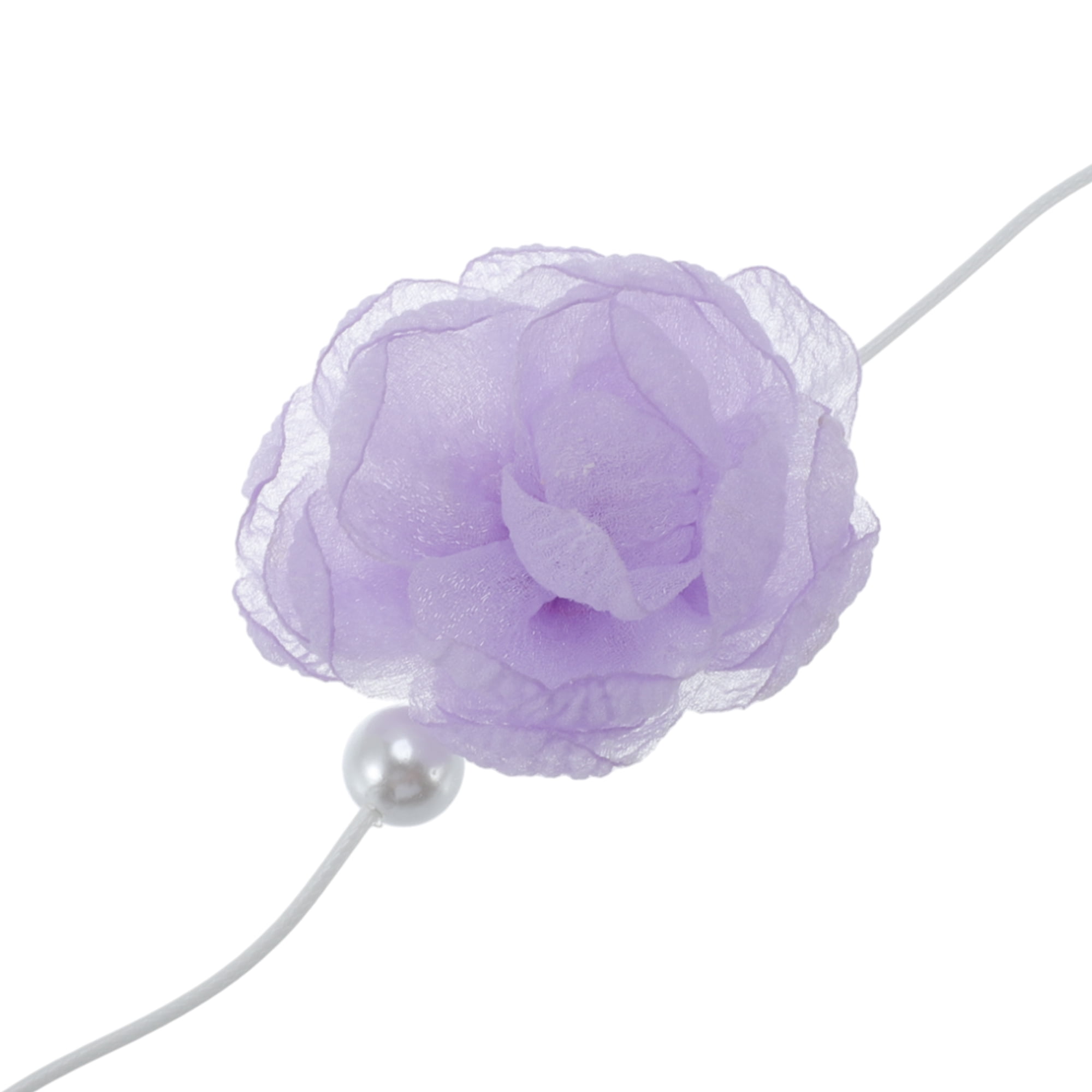 Unique Bargains Rose Beaded Tie Choker Necklace 1Pc Purple