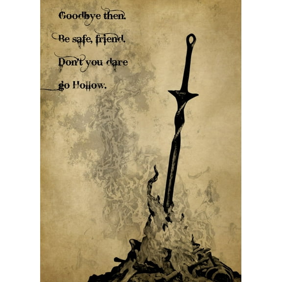 Hollow Bonfire Dark Souls – Poster - Poster Print - Wooden Hanging Scroll Frame 11 x 17 Inch Poster