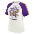 thumbnail image 2 of Women's WEAR by Erin Andrews White Minnesota Vikings Sleeve Stripe Distressed Raglan T-Shirt, 2 of 6