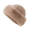 thumbnail image 2 of Women Winter Hat Thick Fuzzy Faux Fur Heat Retention Windproof Mongolia Style Hat Brimless Solid Color Outdoor Cycling Skiing Cap, 2 of 8