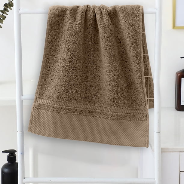 Toalla de baño grande de algodón, 34 x 74 cm, color liso, para adultos, de secado rápido y muy absorbente, ideal para spa, piscina y gimnasio. Aestivo | Caqui | AESTIVO