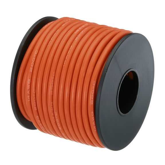 Uxcell 14 Gauge Silicone Wire 14AWG Electrical Wire Stranded Tinned Copper High Temp Hookup Spool 49.2ft Orange