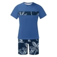 thumbnail image 4 of Mens Shorts Sets 2 Piece Outfits Shorts Set for Men Mens Two Piece Summer Outfit Man Casual Loose Hawaiian Print Sports Elastic-Waist Shorts Short Sleeve Round-Neck Blouses Sets, 4 of 5