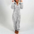 thumbnail image 1 of Pijama cálido de lana esponjosa para mujer, ropa de dormir, conjunto de capucha, talla grande, mono cálido para adultos, Invierno, 1 of 4