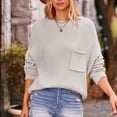 thumbnail image 4 of LOVZFMLL Women's Sweaters, Acrylic Crew Neck Ribbed Pullover Solid Color Casual Front Pocket Loose Long Sleeve Tops Warm Fall Winter Clothes, 4 of 4