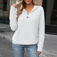 thumbnail image 5 of LEAVINGSUO Fall Tops for Women 2026 Casual Long Sleeve Button Thin Version With Pockets Hooded Collar Coat White M, 5 of 9