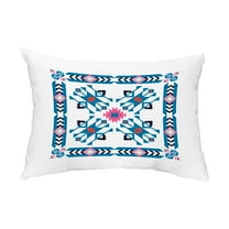 Simply Daisy, 14" x 20" Jodhpur Border 4 Teal and Pink Decorative Geometric Outdoor Throw Pillow
