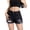 Black 2, variant on jinghuiyue Womens Ripped Denim Shorts Mid Rise Stretchy Frayed Raw Hem Casual Summer Jean Shorts L