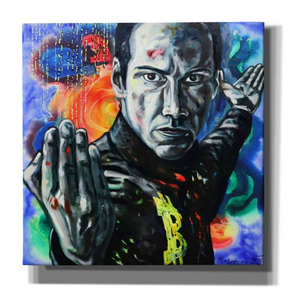 Epic Graffiti 'Bitcoin Warrior' by Jan Kasparec, Canvas Wall Art, 26"x26"
