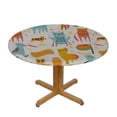 thumbnail image 3 of HAOXIT Round Flannel Backed Tablecloth, What’s Cookin, Indoor Outdoor Round Waterproof Table Cloth, Flamingos and Sloths 46-50, 3 of 8