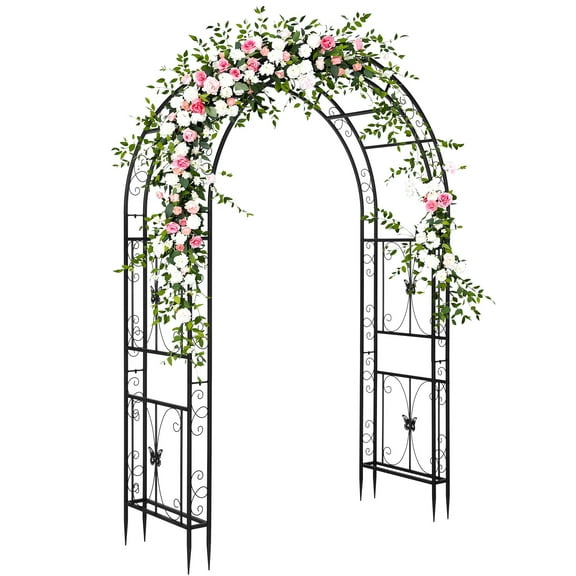 Ktaxon Garden Arbor, Arch Archway for Wedding Ceremony Party, Steel Garden Trellis for Plant Climbing, Christmas Garden Decorations Pergola for Garden, Backyard, Lawn
