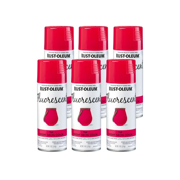 Rust-Oleum 342569 Specialty Fluorescent Spray Paint, 11 oz, Pink, 6 Pack