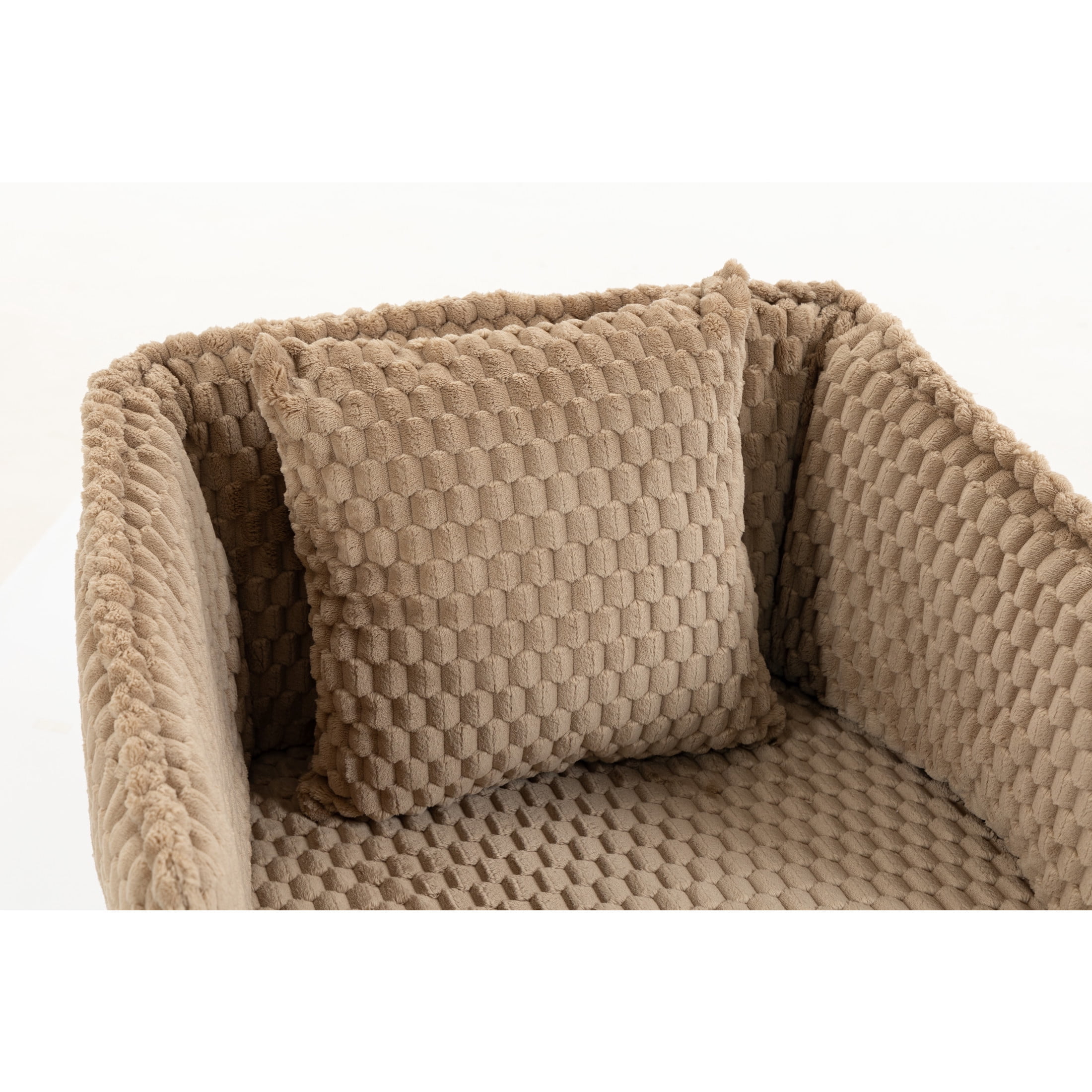 GDF Studio Derwin Mid-Century Modern 360° Swivel Accent Chair with Storage, Reading Armchair for Living Room, Khaki