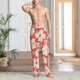 thumbnail image 2 of Fotbe Beige Flowers Pantalones de Pijama para Hombre, Pantalones de Dormir, Pantalones de Casa con Cintura Ajustable y Bolsillos-XX-Large, 2 of 6