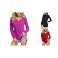 thumbnail image 3 of Sonducket Camiseta de manga larga para mujer, camisetas informales de Color sólido para mujer, jersey, ropa básica, ropa deportiva de poliéster para Prendas para la parte del cuerpo Violeta METRO Sonducket AP008666-12, 3 of 6