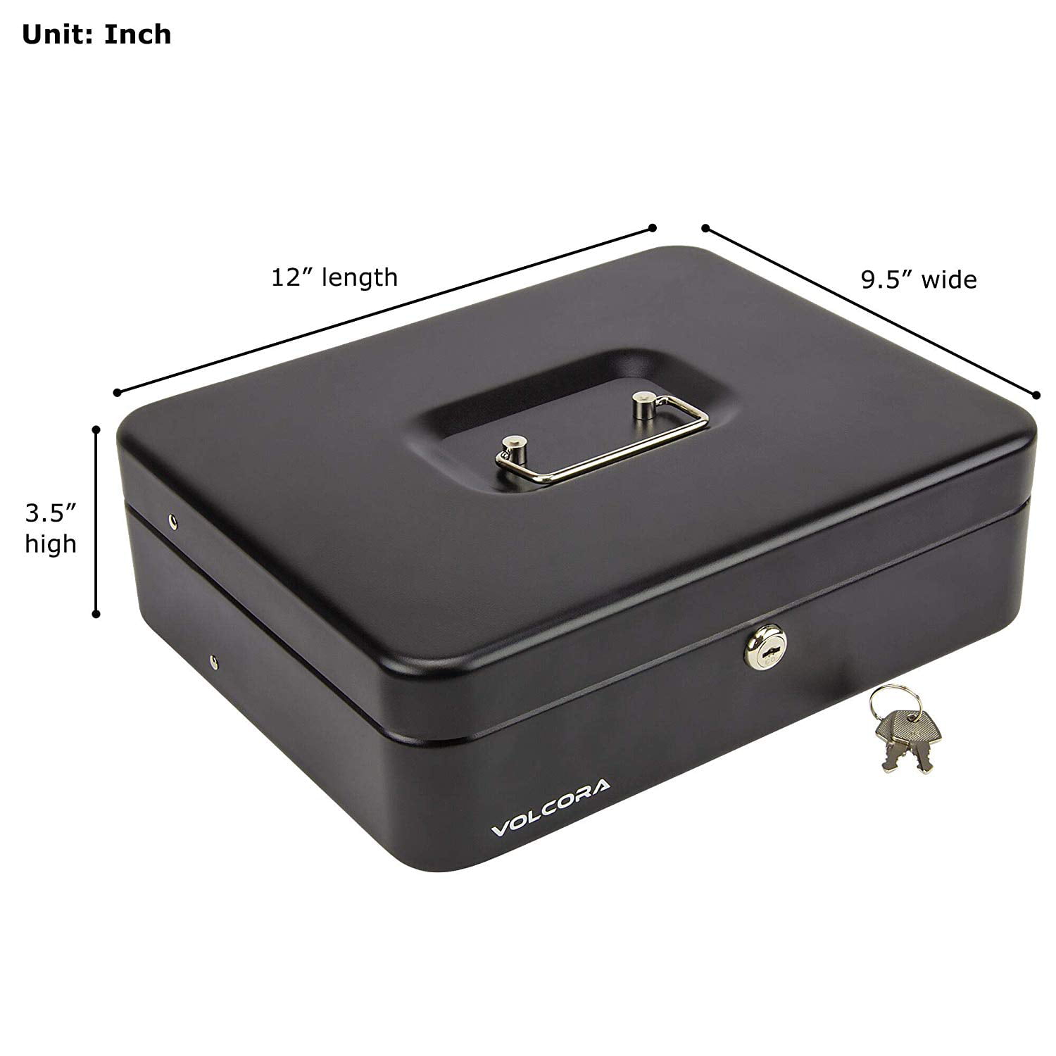 Fundraiser Petty Cash Metal Lockable Storage Box for Change Portable and Compact 2 Keys Tiered Money Coin Tray and Bill Slots Garage Sale Black Steel Cash Box with Safe Key Lock