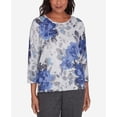 thumbnail image 4 of Alfred Dunner Womens  Watercolor Floral Shimmer Crew Neck Sweater, 4 of 6