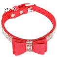 thumbnail image 4 of Suede Microfiber Double Bowknot Crystal Sparkle Rhinestone Cat Collar Pet Supply, 4 of 5