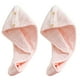 thumbnail image 1 of Paquete de 2 toallas de microfibra para secar el cabello para mujeres, toallas de secado rápido para el cabello con botón, 1 of 5