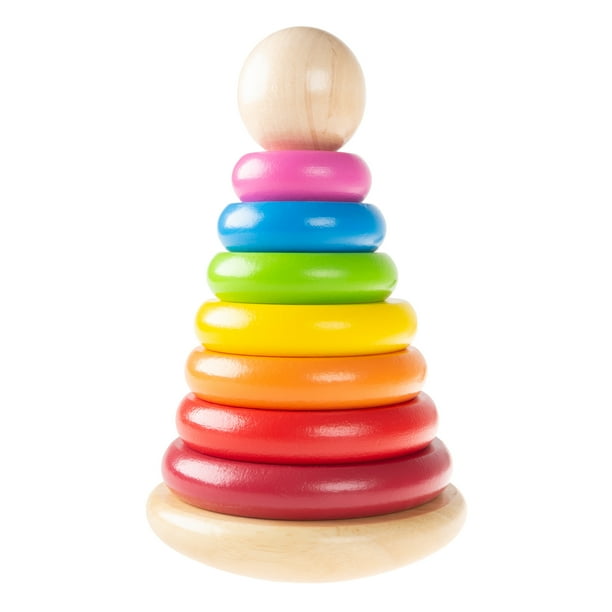 Rainbow Stacking Rings Classic Wooden Montessori Manipulation Toy for