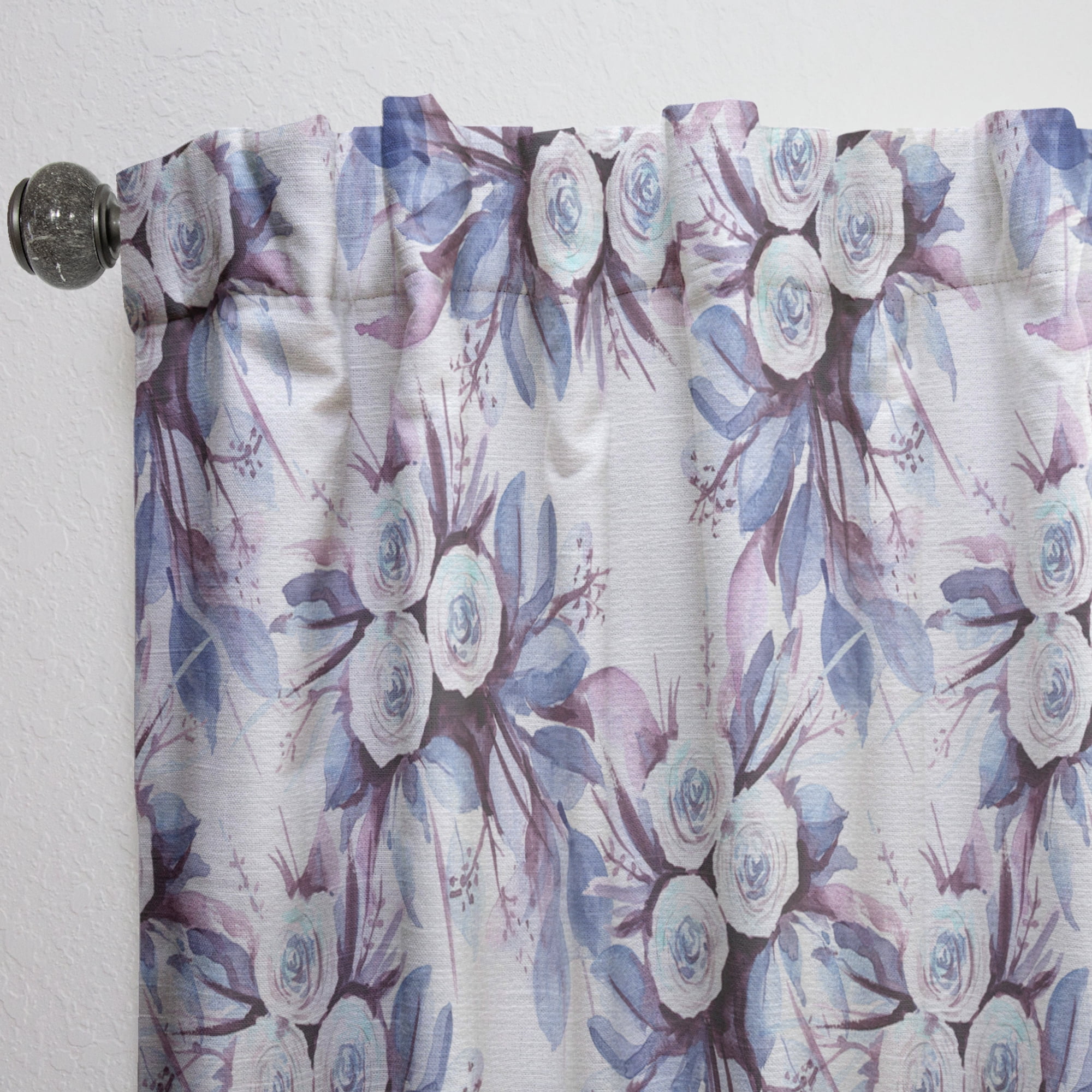 Designart 'Bloom Purple ' Floral Curtain Panel