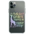 thumbnail image 1 of DistinctInk Clear Shockproof Hybrid Case for iPhone 12 / 12 PRO (6.1" Screen) - TPU Bumper Acrylic Back Tempered Glass Screen Protector - Just a Giraffe Trapped in a Human Body, 1 of 2