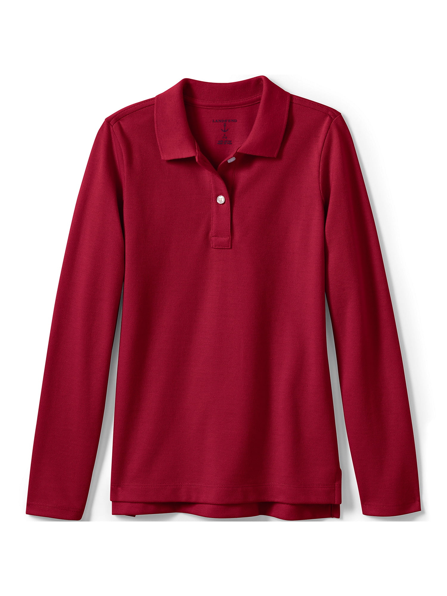 Lands' End School Uniform Girls Long Sleeve Feminine Fit Mesh Polo