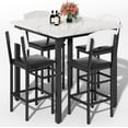 thumbnail image 6 of AWQM 5 Piece Dining Table Set, Dining Table Set for 4, Marble Table and 4 Upholstered Leather Chairs, Compact Dining Table Set for Small Spaces, Apartments, Kitchens, Dining Rooms. White, 6 of 7