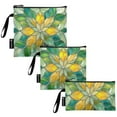 thumbnail image 2 of Haosy 3 Pack Reusable Ziploc Bags BPA Free Healthy Food Storage Bag Leakproof Sandwich Snack Freezer Bags Abstract Yellow Green Floral Stained Glass, 2 of 7