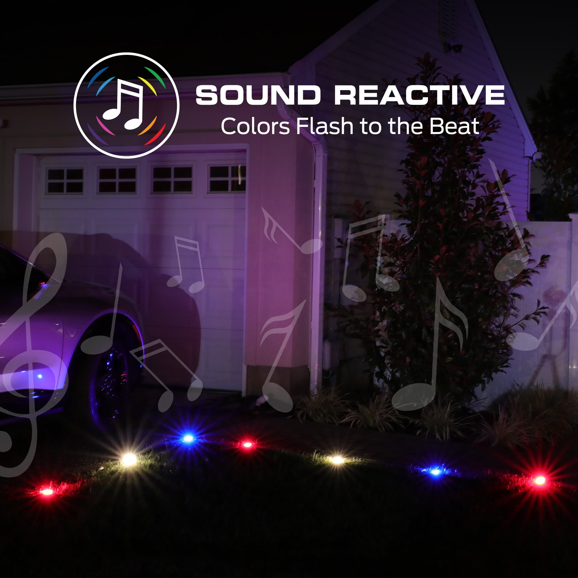 Monster Smart Lighting Outdoor Ground Lights, RGBICWW Multicolor Accent LED Yard Lights, for Christmas, Halloween, Party, Gameday and More, 50 ft