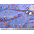 thumbnail image 2 of Soimoi Blue Polyester Crepe Fabric Insect & Floral Clip Art Fabric Prints by Yard 42 Inch Wide, 2 of 3