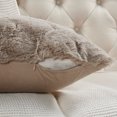 thumbnail image 2 of Home Soft Things Serenta Jacquard Rabbit Faux Fur Throw Pillow Covers 2 Piece Set, 14" x 26", Taupe, 2 of 6