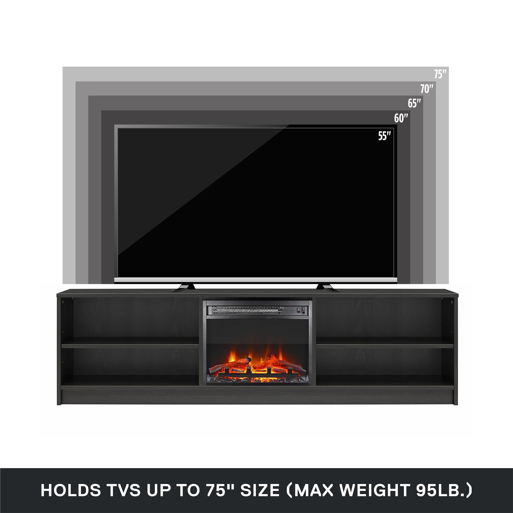 Mainstays Fireplace TV Stand, for TVs up to 75", Black Oak