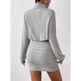 thumbnail image 2 of EASYBRA Women High Neck Ribbed Knit Bodycon Mini Dress Long Sleeve Slim Fit Autumn Sweater Dress, 2 of 6