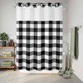 thumbnail image 6 of No Hook Shower Curtain, Black White Plaid Shower Curtains for Bathroom with See Through Top Window, Gradient Geometric Buffalo Checkered Waterproof & Washable Bath Curtain Stall 48"x72", 6 of 9