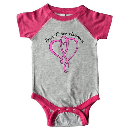 

Inktastic Breast Cancer Awareness with Pink Ribbon Heart Gift Baby Boy or Baby Girl Bodysuit