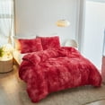 thumbnail image 4 of Wajade Plush Duvet Cover Set Fluffy Fuzzy Comforter Cover Set (1 Duvet Cover+2 Pillow Shams) Queen Size,Red, 4 of 6