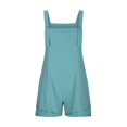 thumbnail image 4 of IROINNID On Sale Cotton Jumpsuit Shorts for Women Spring Summer Solid Color Pocket Button Leisure Suspenders Pants Cotton And Linen Shorts Jumpsuit,Blue, 4 of 7