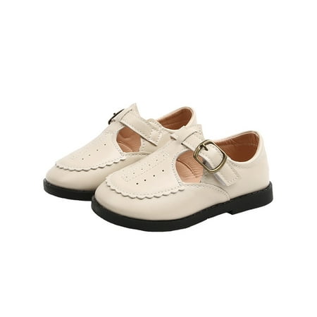 

Woobling Unisex Fashion Round Toe Leather Shoes Uniform Casual Magic Tape Dress Shoe Party Breathable Flat Mary Jane