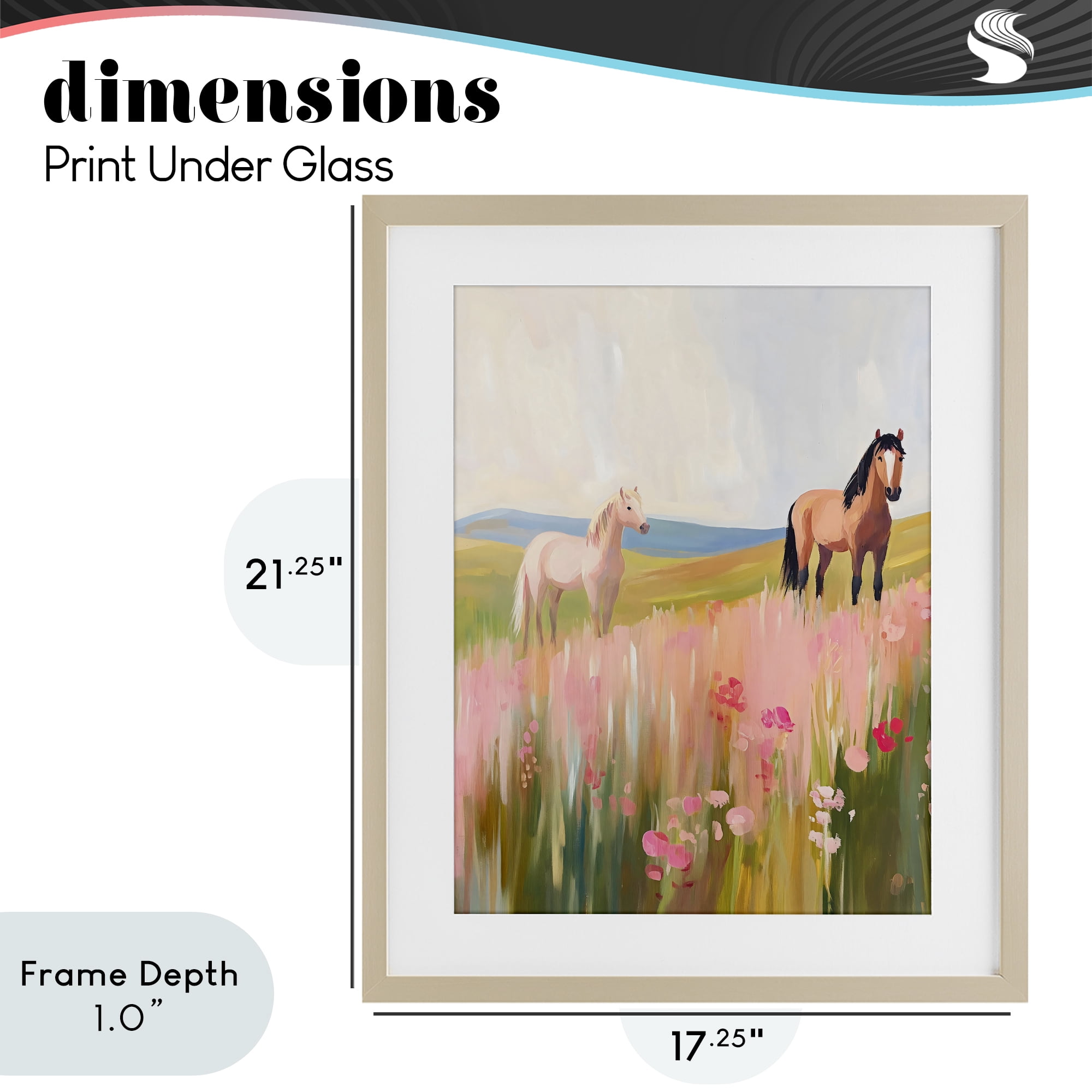 Stupell Industries Wild Horses in Pink Meadow Birch Framed Print Under Glass, design by The Prints Vibe
