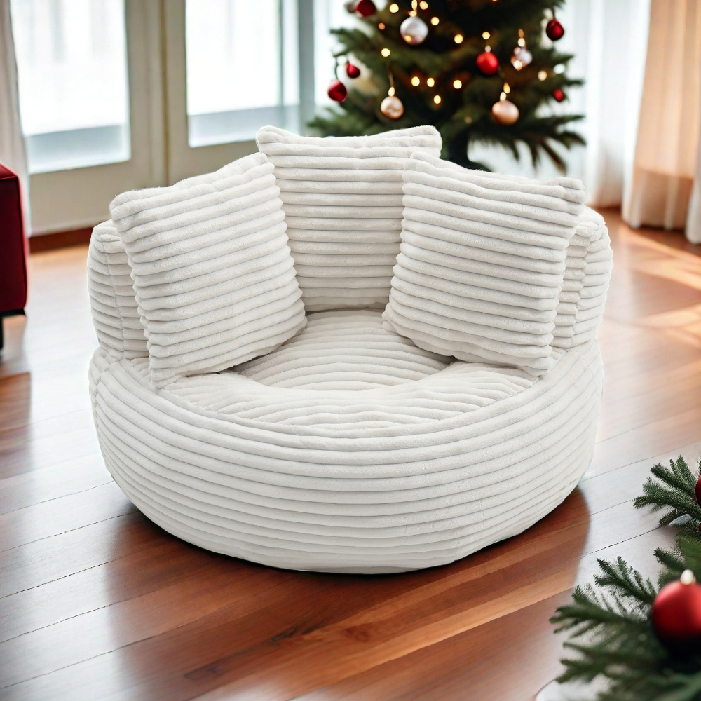 Big Lazy Sofa Chair for Adults and Kids, Corduroy Oversized Bean Bag Couch with Filling, Soft High Back Floor Lounge Sofa for Living Room, Bedroom, Gaming Corner