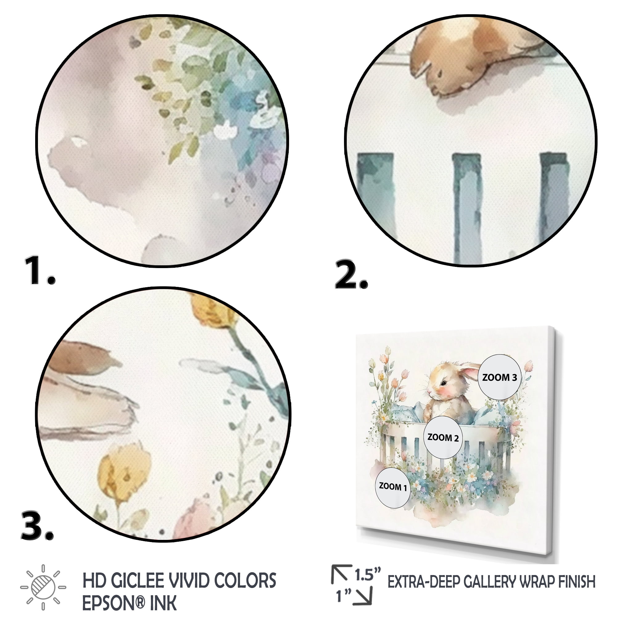 Designart Baby Bunny In Crib With Flowers II Canvas Wall Art