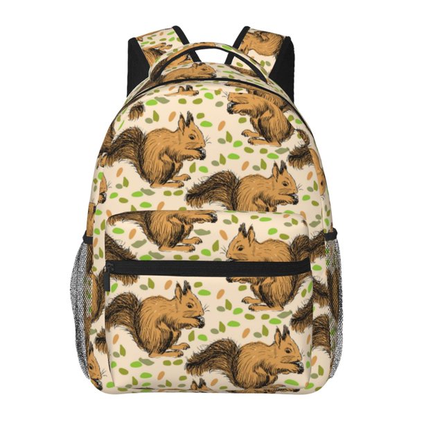 Easygdp Retro Squirrel Mochila Ergonómica Versátil para Laptop - Múltiples Bolsillos, Correas Ajustables, Unisex para Escuela, Viajes y Actividades al Aire Libre-One Size