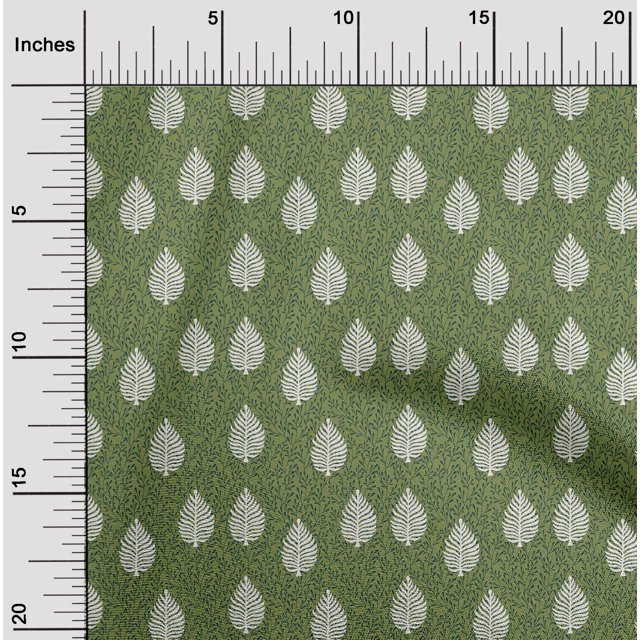oneOone Tissu Jersey en Viscose à Imprimé Blocs de Feuilles BTY 60 Pouces de Large