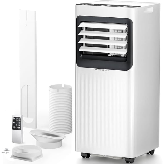 FREE VILLAGE Portable Air Conditioners,8000 BTU,4 in 1 Portable AC Unit with Window Kits, Fan & Dehumidifier Modes,Cools up to 350 Sq.Ft,LED Display/Remote Control,24H Timer for Living Room,Bedroom