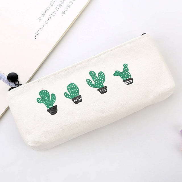 WREESH Cactus Pencil Case Stationery Storage Box School Creative Stationery Canvas Bag